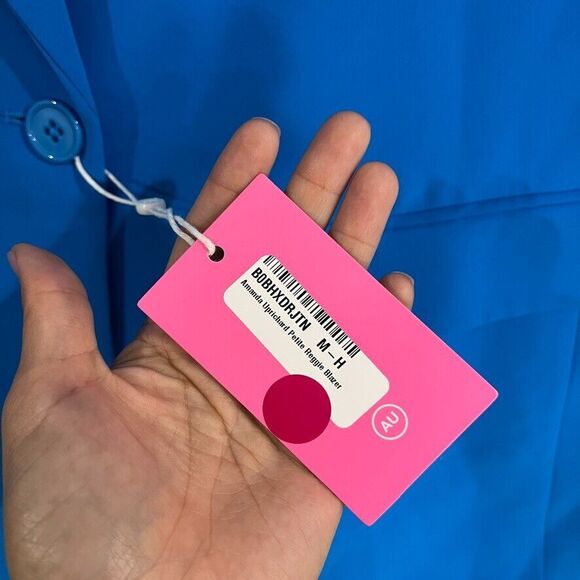 Amanda Uprichard Reggie Blazer Jacket Button Sky Blue Oversized Size Med NEW - Picture 9 of 9